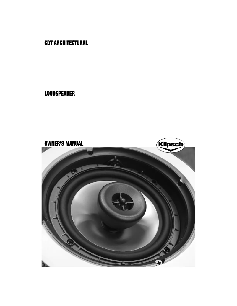 Page 1 de la notice Manuel utilisateur Klipsch CDT-5650-C