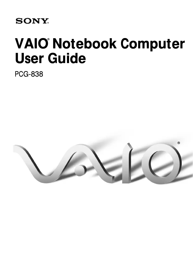 Page 1 de la notice Manuel utilisateur Sony Vaio PCG-838