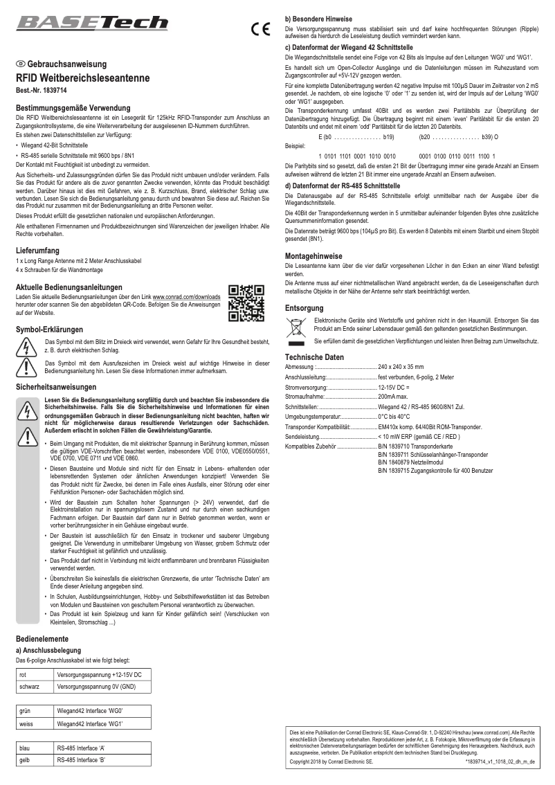 Page n°1 - Manuel utilisateur BaseTech BT-1839714