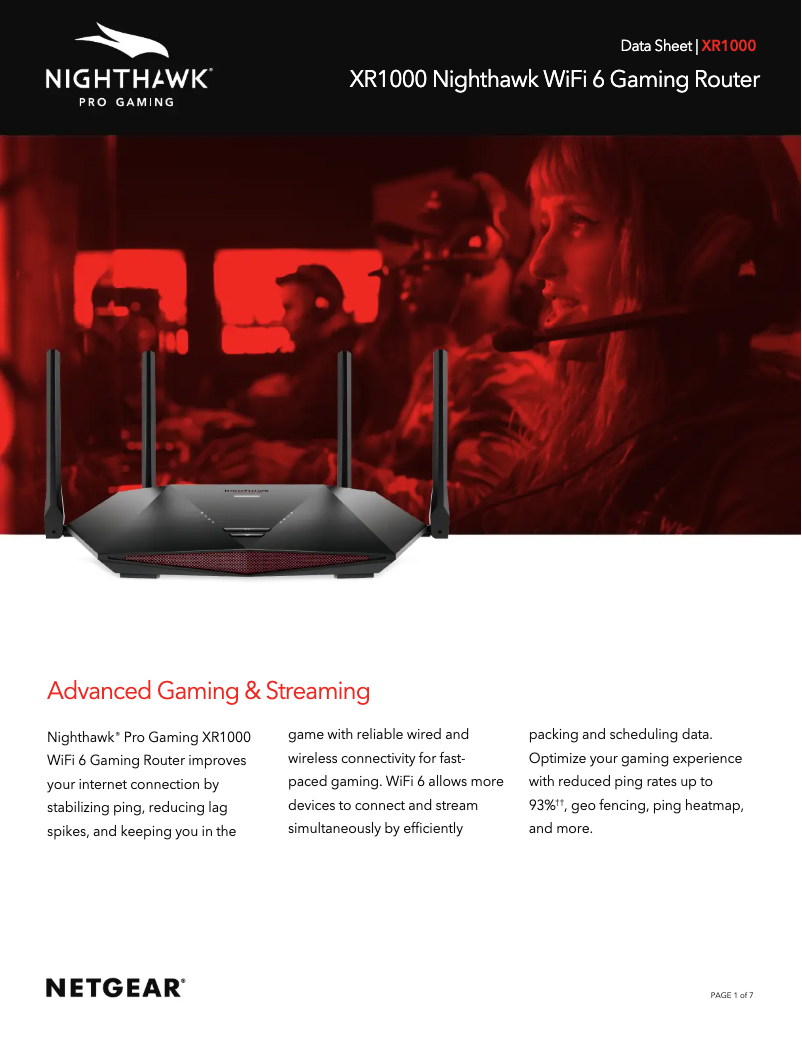 Page 1 de la notice Fiche technique Netgear Nighthawk Pro XR1000