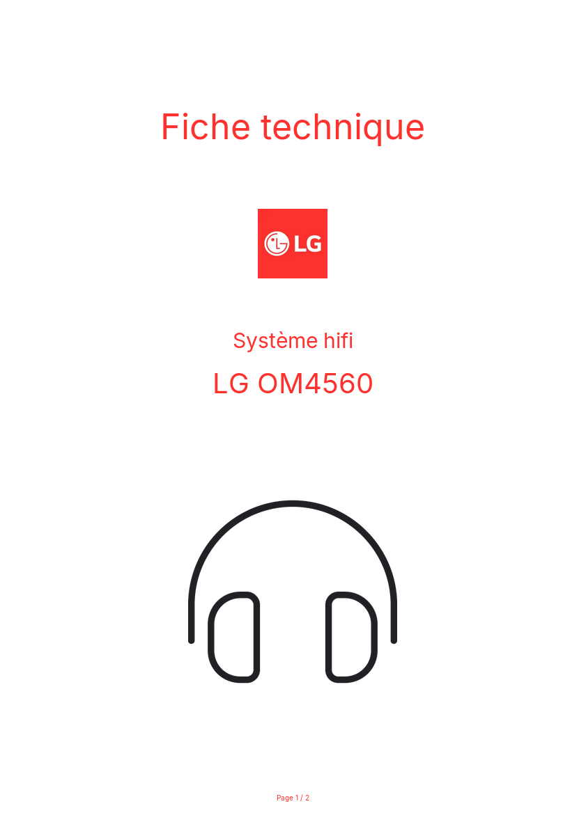 Page n°1 - Fiche technique LG OM4560