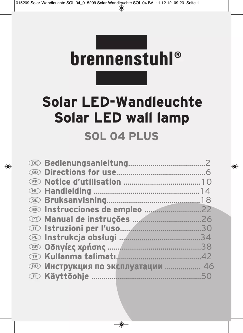 Image de la première page du manuel de l'appareil SOL 04 PLUS