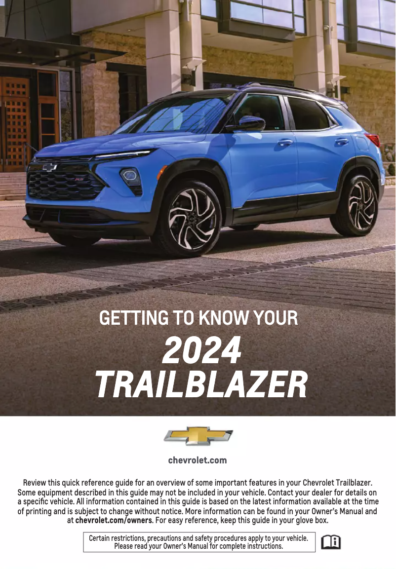 Page 1 de la notice Guide de démarrage rapide Chevrolet Trailblazer (2024)
