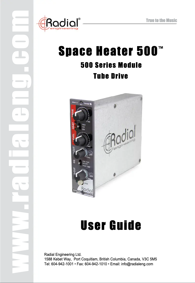 Page 1 de la notice Manuel utilisateur Radial Engineering Space Heater 500