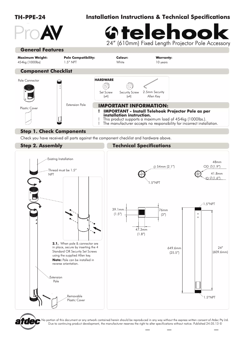 Página 1 del manual Manual de usuario Atdec TH-PPE-24