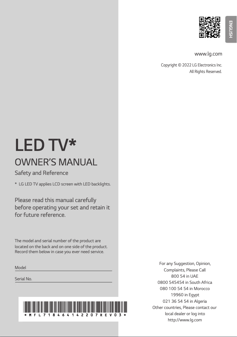 Image de la première page du manuel de l'appareil 60UQ79006LD