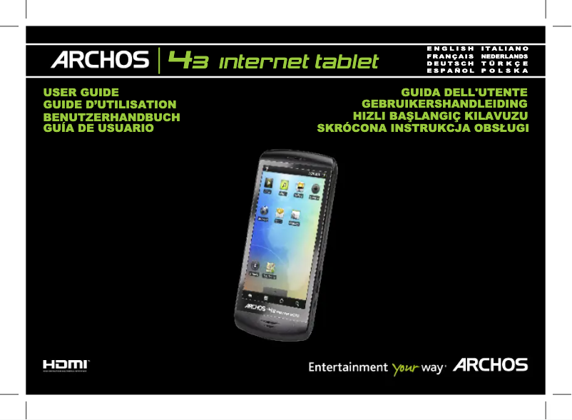 Page 1 de la notice Guide de démarrage rapide Archos 43