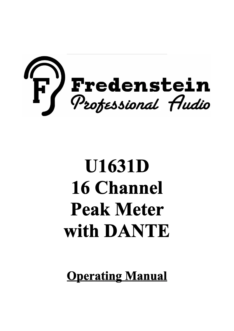 Page n°1 - Manuel utilisateur Fredenstein U1631D