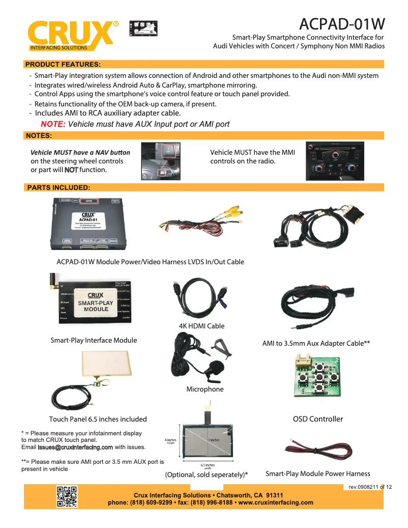 Page n°1 - Manuel utilisateur CRUX ACPAD-01