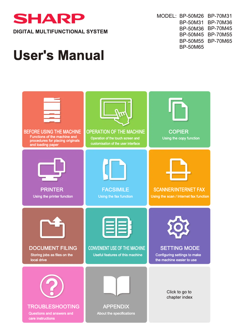 Page 1 de la notice Manuel utilisateur Sharp BP-50M36