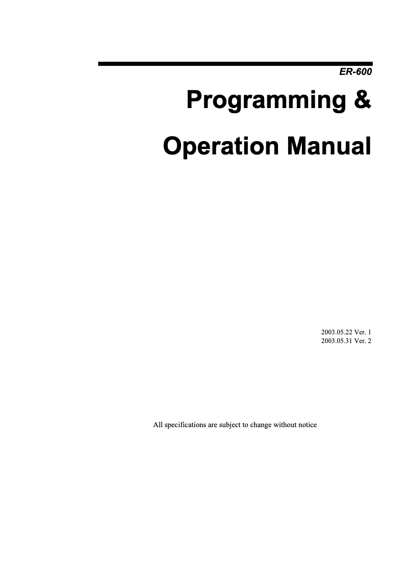 Image de la première page du manuel de l'appareil ER-600