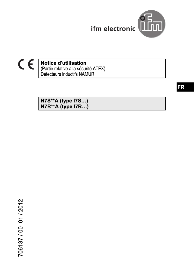 Page 1 de la notice Manuel utilisateur IFM N7S21A
