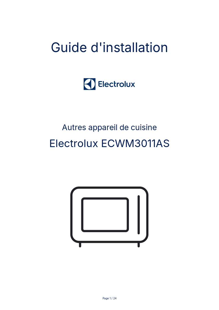 Page n°1 - Guide d'installation Electrolux ECWM3011AS
