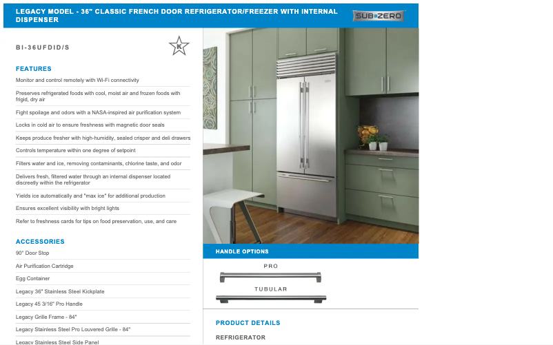Page 1 de la notice Manuel utilisateur Sub-Zero BI-36UFDID/S