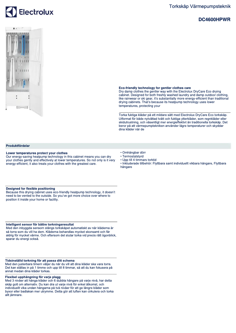 Page n°1 - Manuel utilisateur Electrolux DC4600HPWR