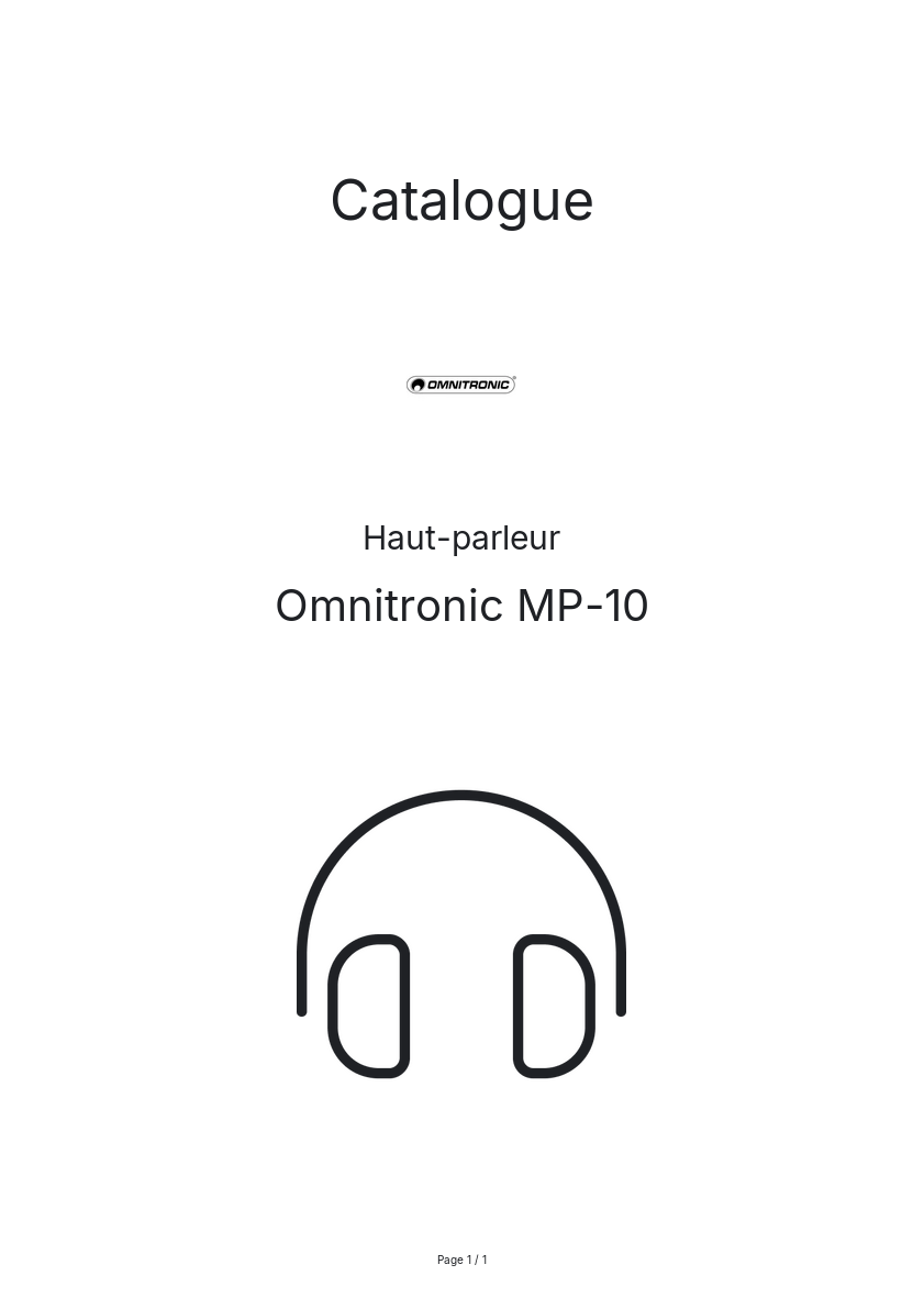 Page n°1 - Catalogue Omnitronic MP-10