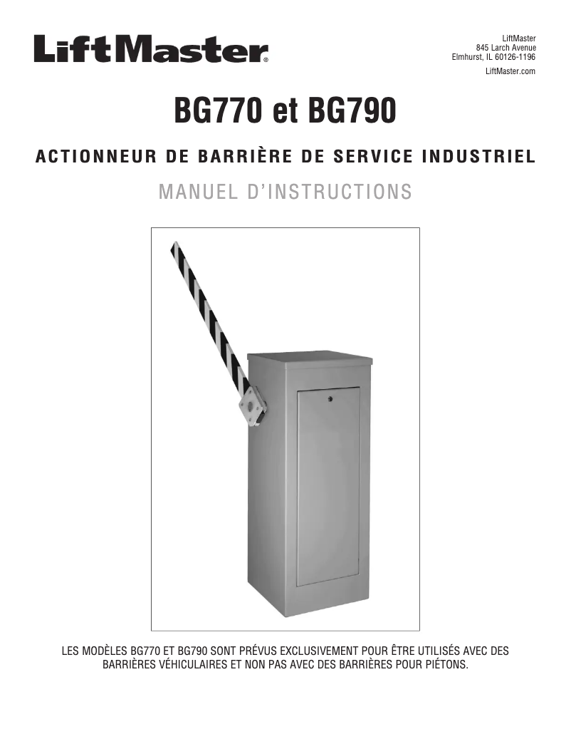 Page 1 de la notice Manuel utilisateur LiftMaster BG3000