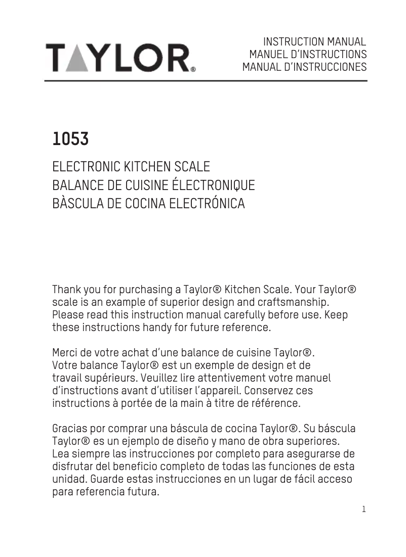 Página 1 del manual Manual de usuario Taylor 1053