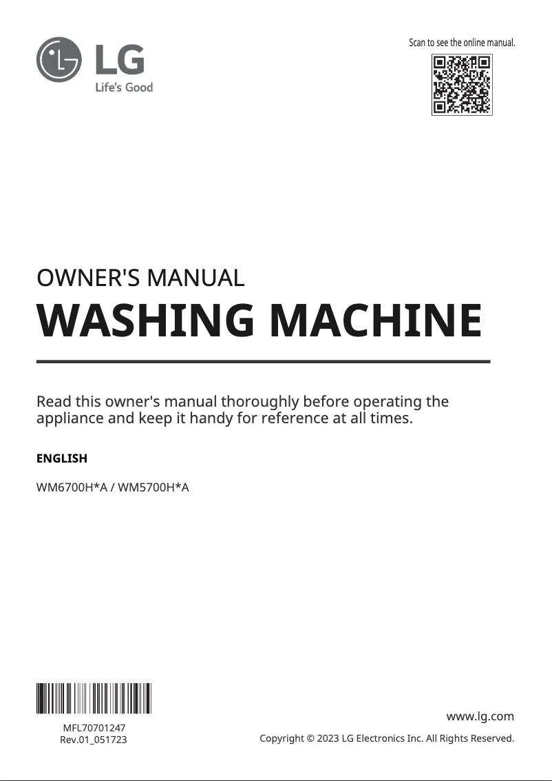 Page n°1 - Manuel utilisateur LG WM5700HVA