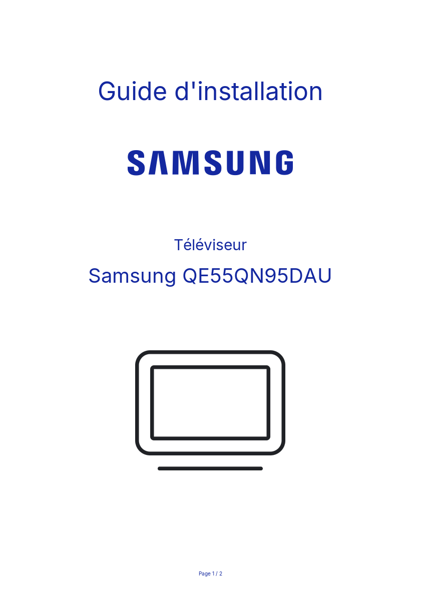 Page n°1 - Guide d'installation Samsung QE55QN95DAU