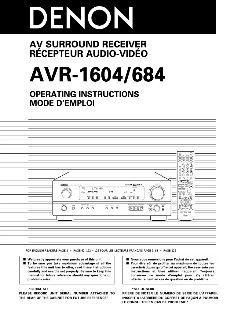 Page n°1 - Manuel utilisateur Denon AVR-684