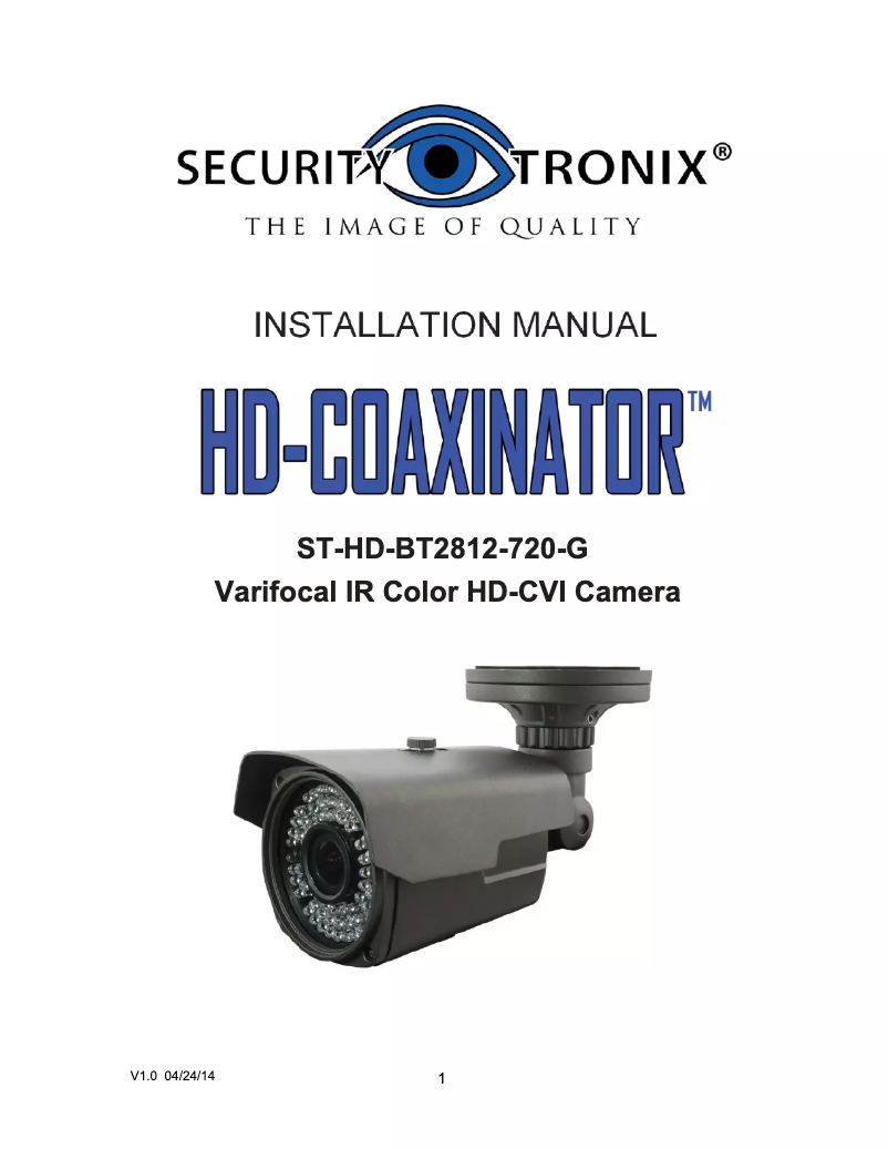 Page 1 de la notice Manuel utilisateur Security Tronix ST-HD-BT2812-720-G