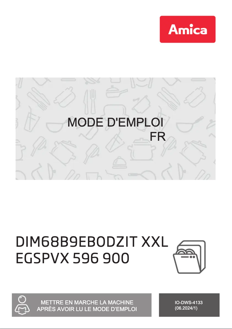 Page 1 de la notice Manuel utilisateur Amica EGSPVX 596 900