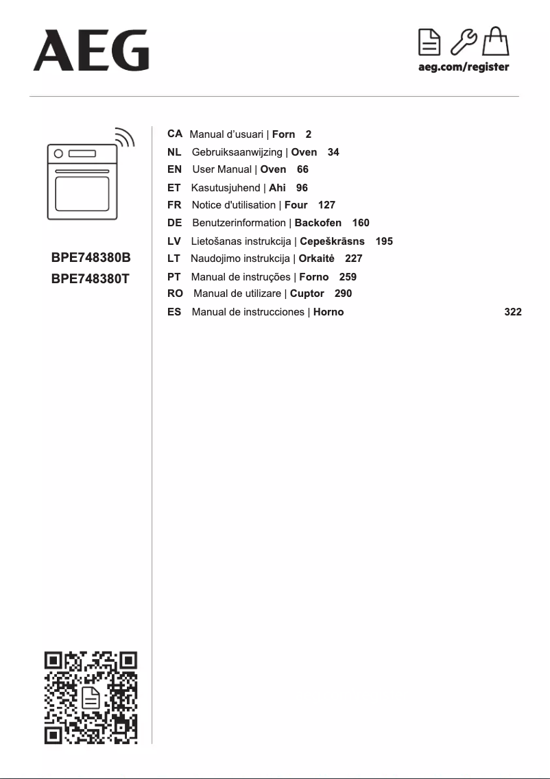 Página 1 del manual Manual de usuario AEG BPE748380T