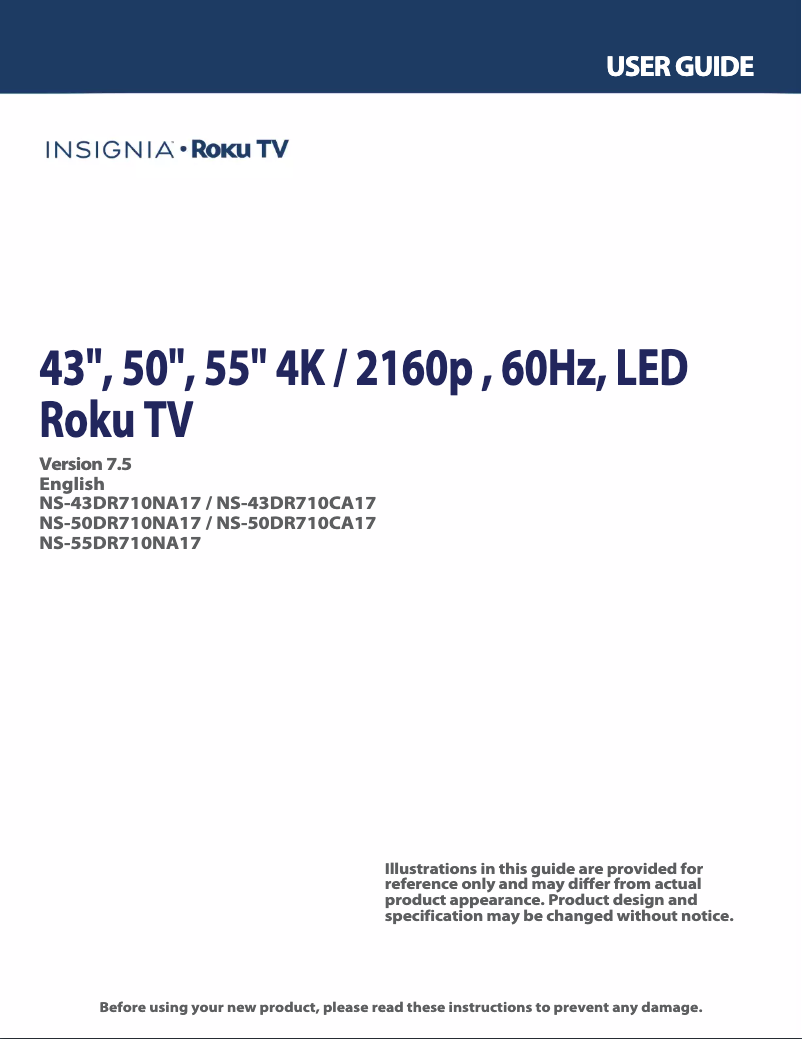 Page 1 de la notice Manuel utilisateur Insignia NS-55DR710NA17