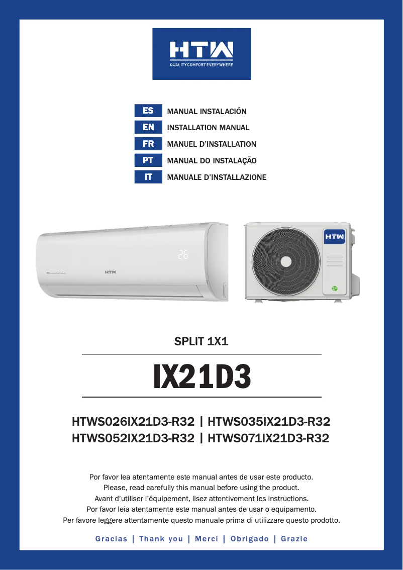 Page 1 de la notice Manuel utilisateur HTW HTWS026IX21D3-R32