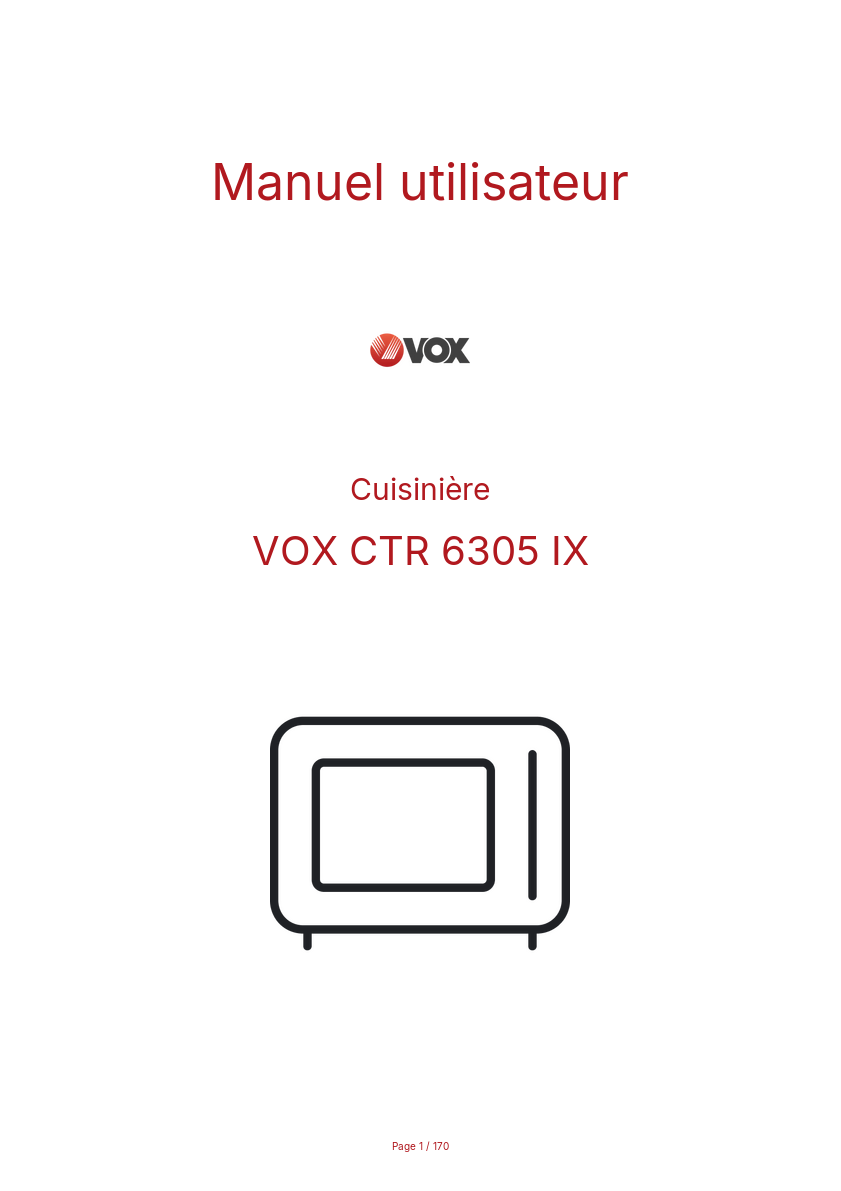 Page n°1 - Manuel utilisateur VOX CTR 6305 IX