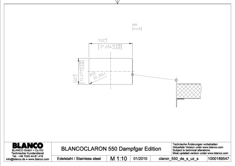 Page 1 de la notice Manuel utilisateur BLANCO CLARON 550-U