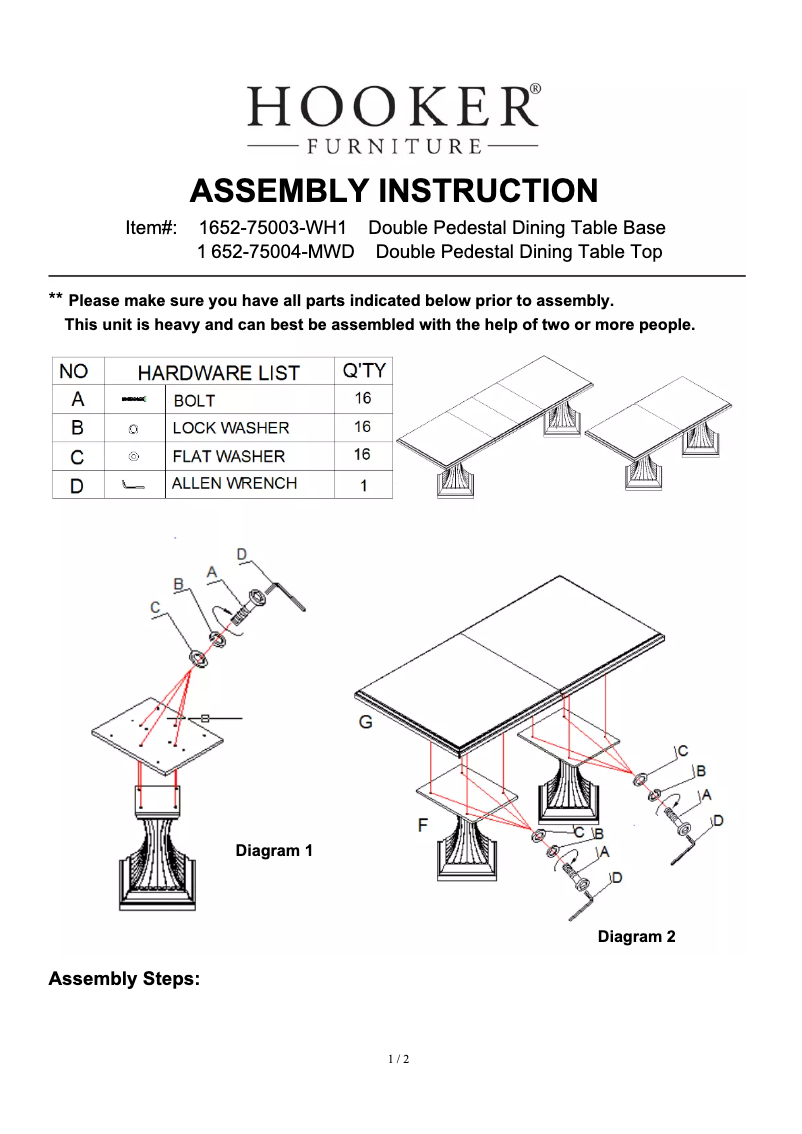 Page n°1 - Manuel utilisateur Hooker 1652-75004-MWD
