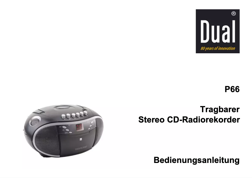 Page 1 de la notice Manuel utilisateur Dual P66
