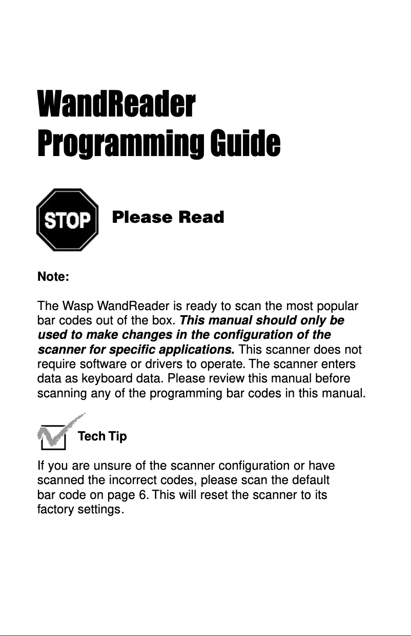 Page 1 de la notice Manuel utilisateur Wasp WWR2900