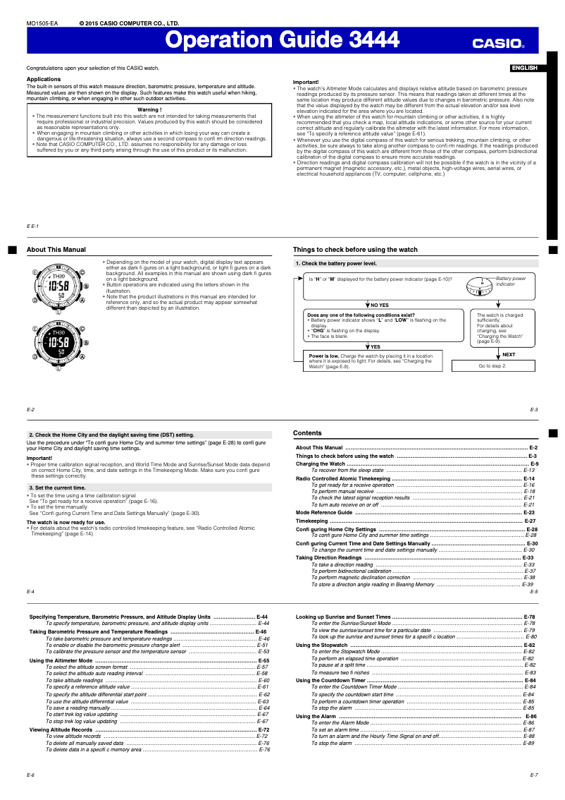 Page n°1 - Manuel utilisateur Casio 3444