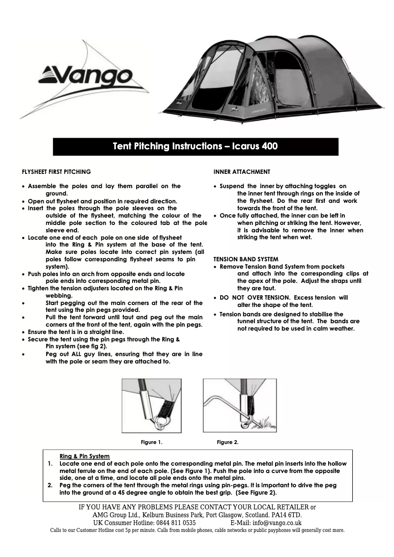 Página 1 del manual Manual de usuario Vango Icarus 400