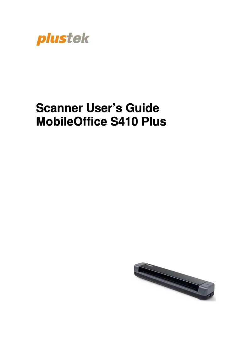 Page 1 de la notice Manuel utilisateur Plustek MobileOffice S410 Plus