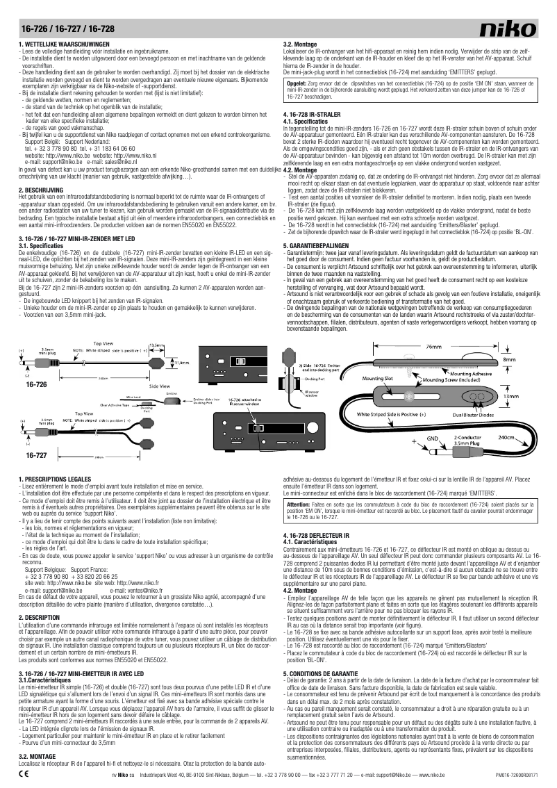 Page 1 de la notice Manuel utilisateur Niko 16-728