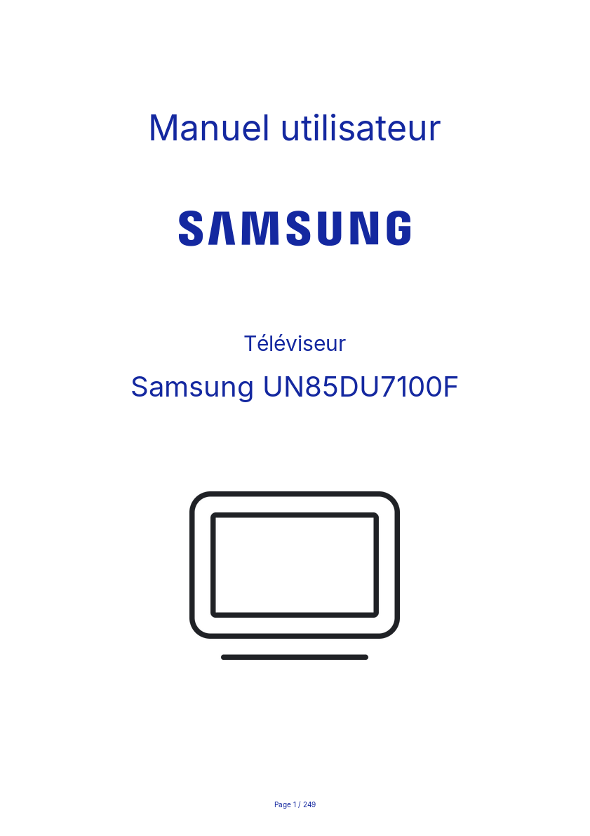Page n°1 - Manuel utilisateur Samsung UN85DU7100F