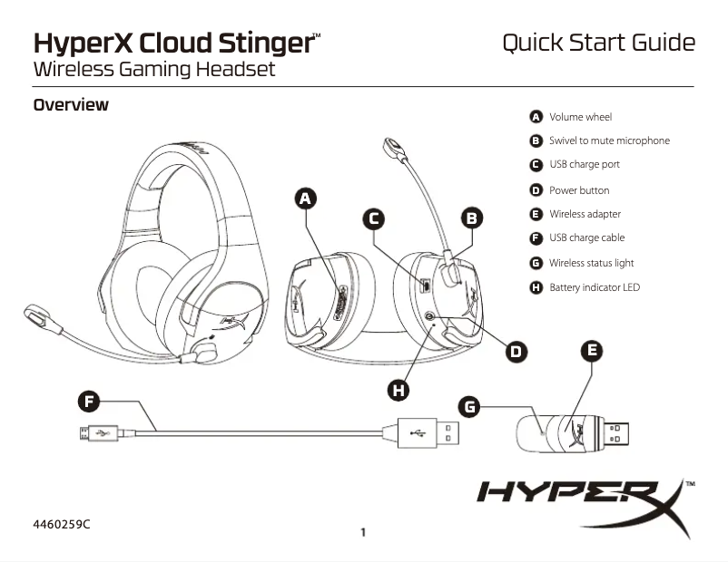 Page n°1 - Guide de démarrage rapide HyperX Cloud Stinger