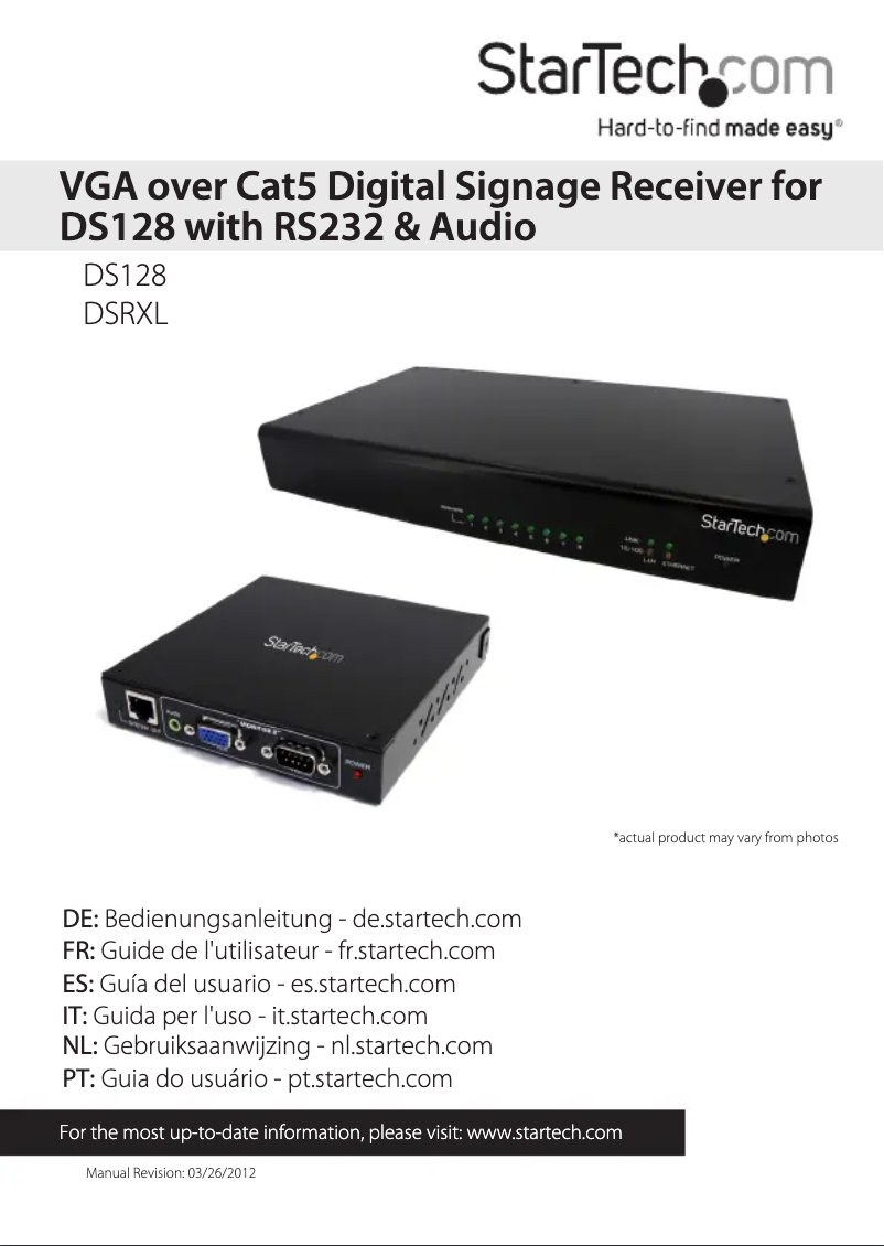 Page 1 de la notice Manuel utilisateur StarTech.com DSRXL