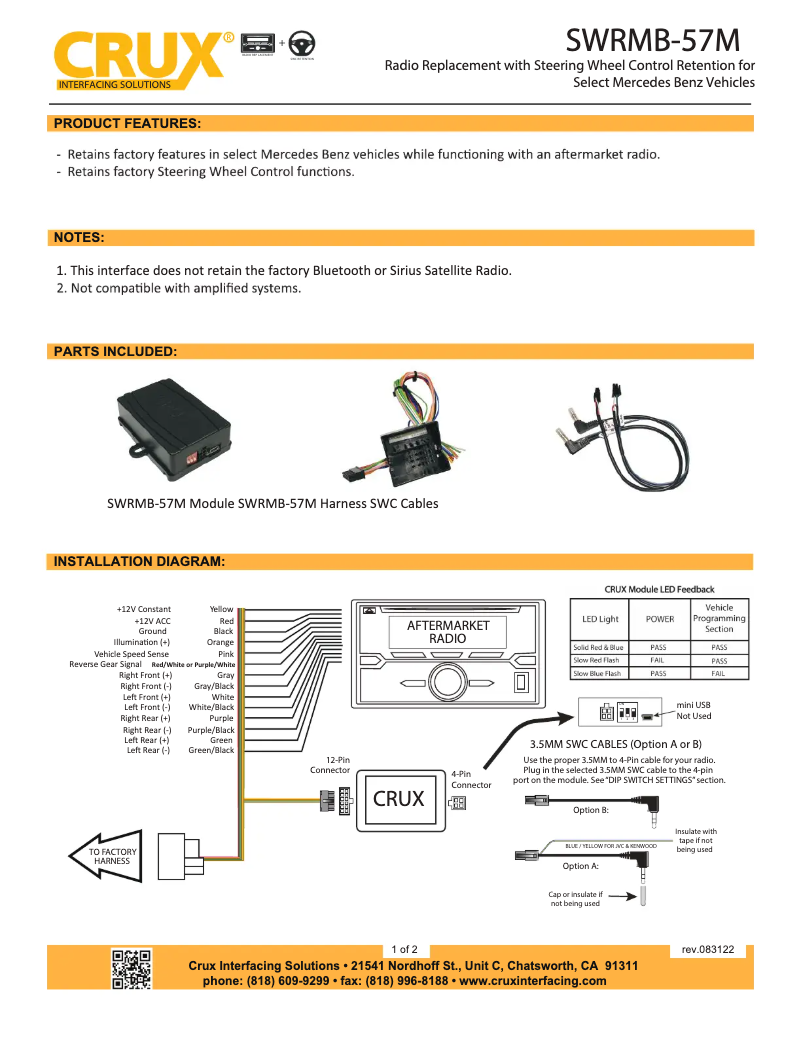 Page n°1 - Manuel utilisateur CRUX SWRMB-57M