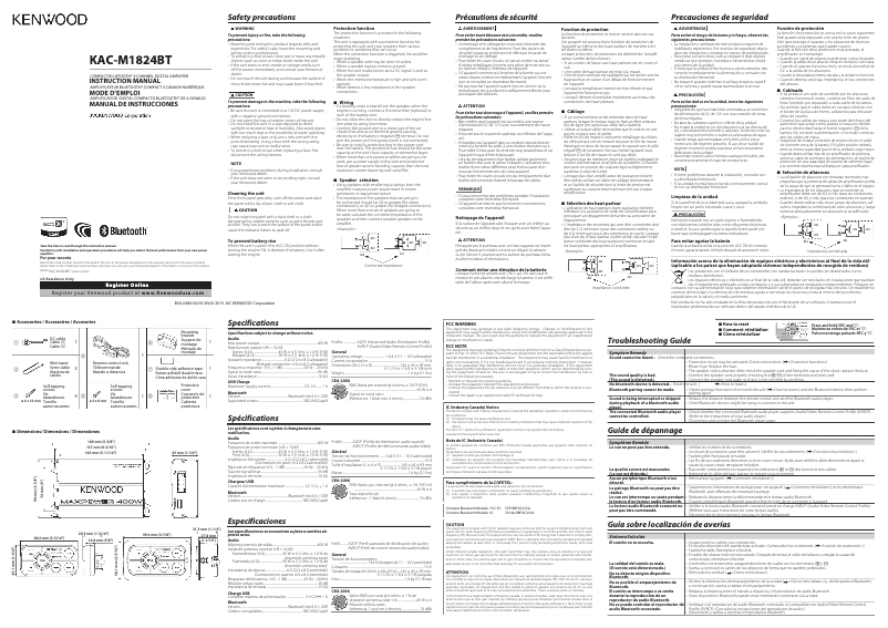 Page n°1 - Manuel utilisateur Kenwood KAC-M1824BT