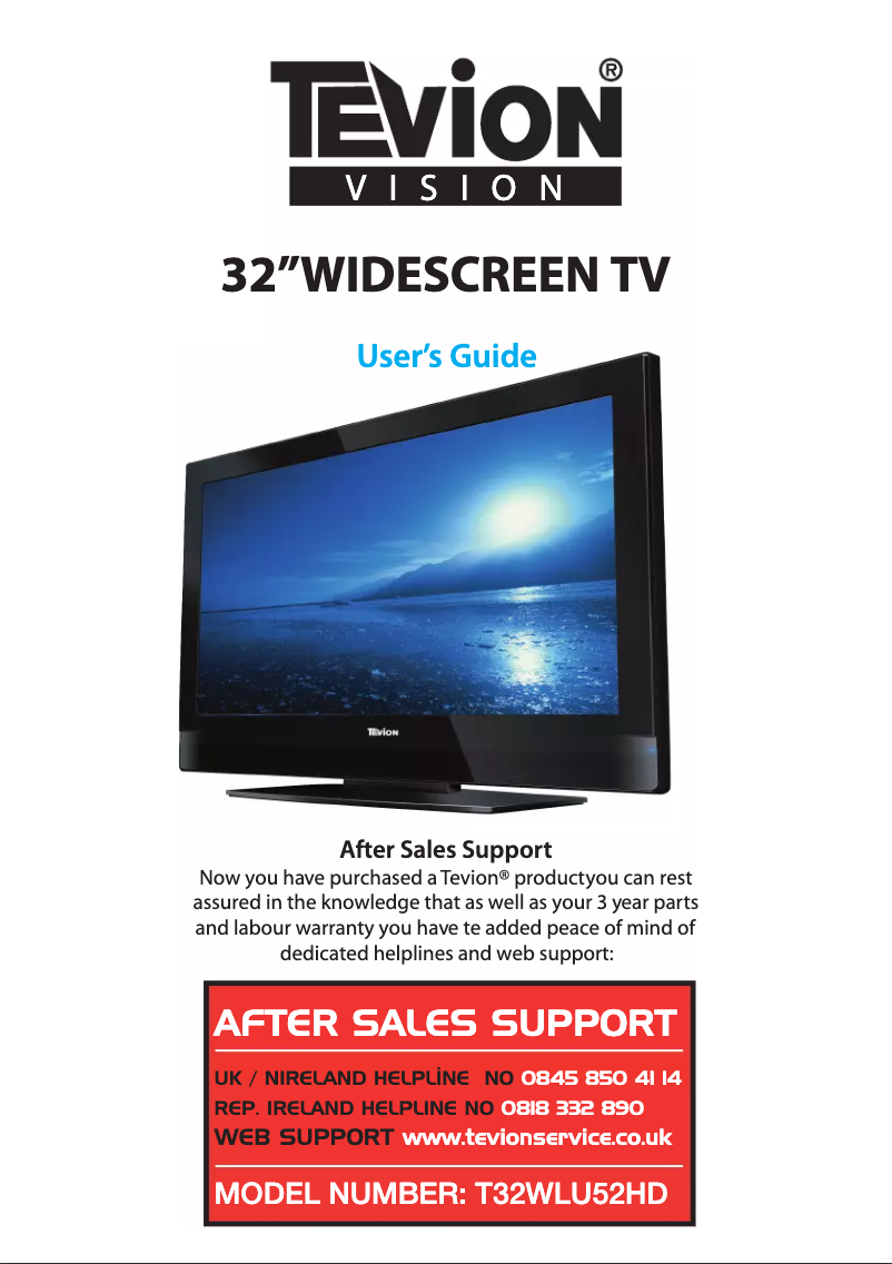 Page 1 de la notice Manuel utilisateur Tevion T32WLU53HD