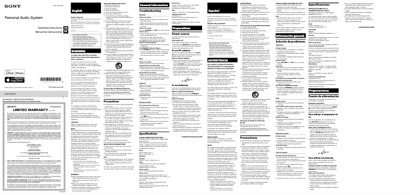 Page n°1 - Manuel utilisateur Sony RDP-M7IPBLKN