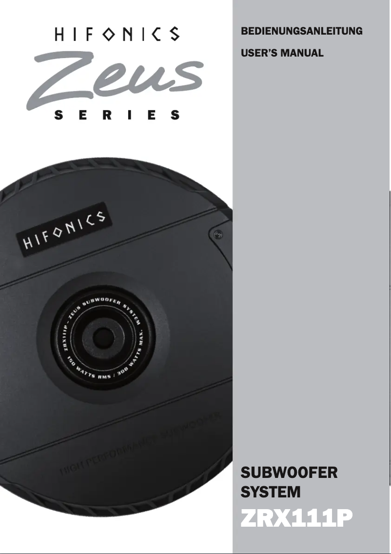 Page 1 de la notice Manuel utilisateur Hifonics ZRX111P