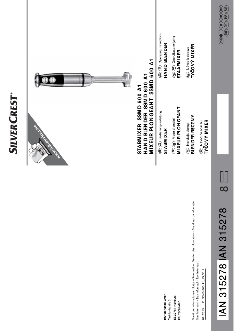 Page 1 de la notice Manuel utilisateur SilverCrest SSMD 600 A1
