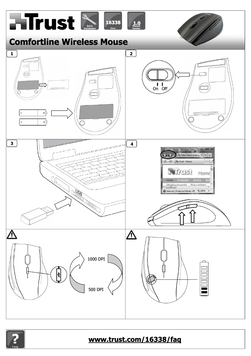 Página 1 del manual Manual de usuario Trust ComfortLine Wireless Mouse