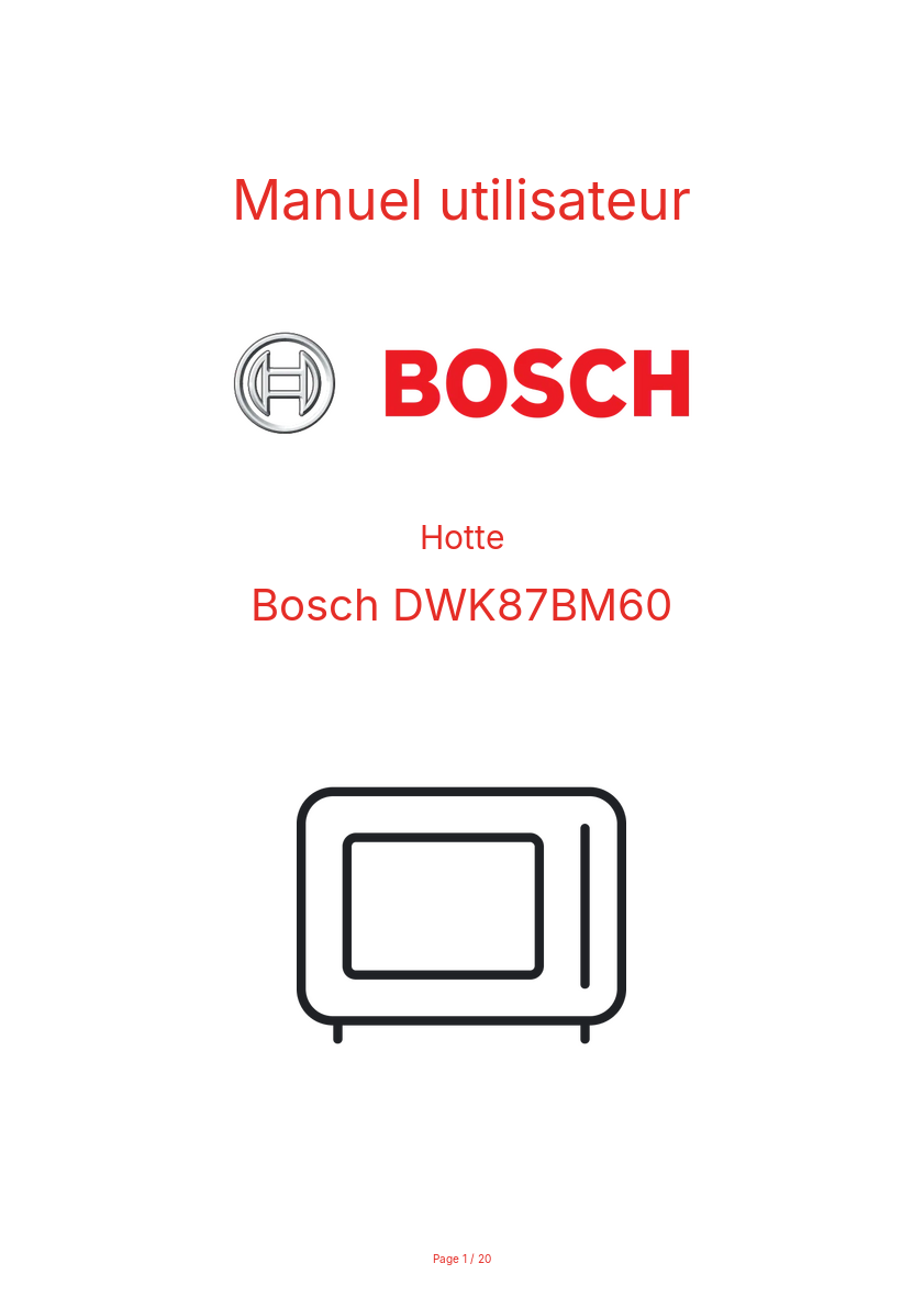 Page n°1 - Manuel utilisateur Bosch DWK87BM60